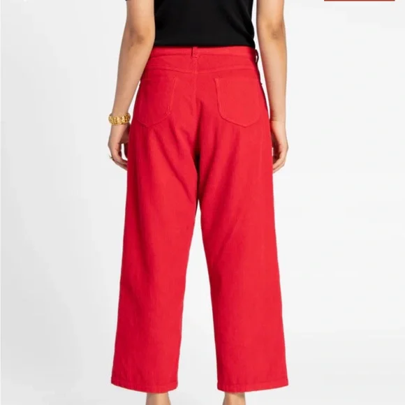 NWT Frances Valentine Jane Corduroy Pants Red Wide Leg Size 4 - Picture 3 of 5
